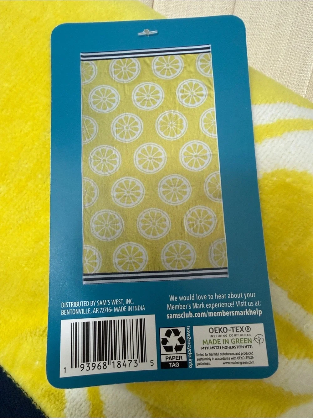 NWT Member's Mark LEMON yellow OVERSIZED 6 feet beach towel NEW 100% cotton